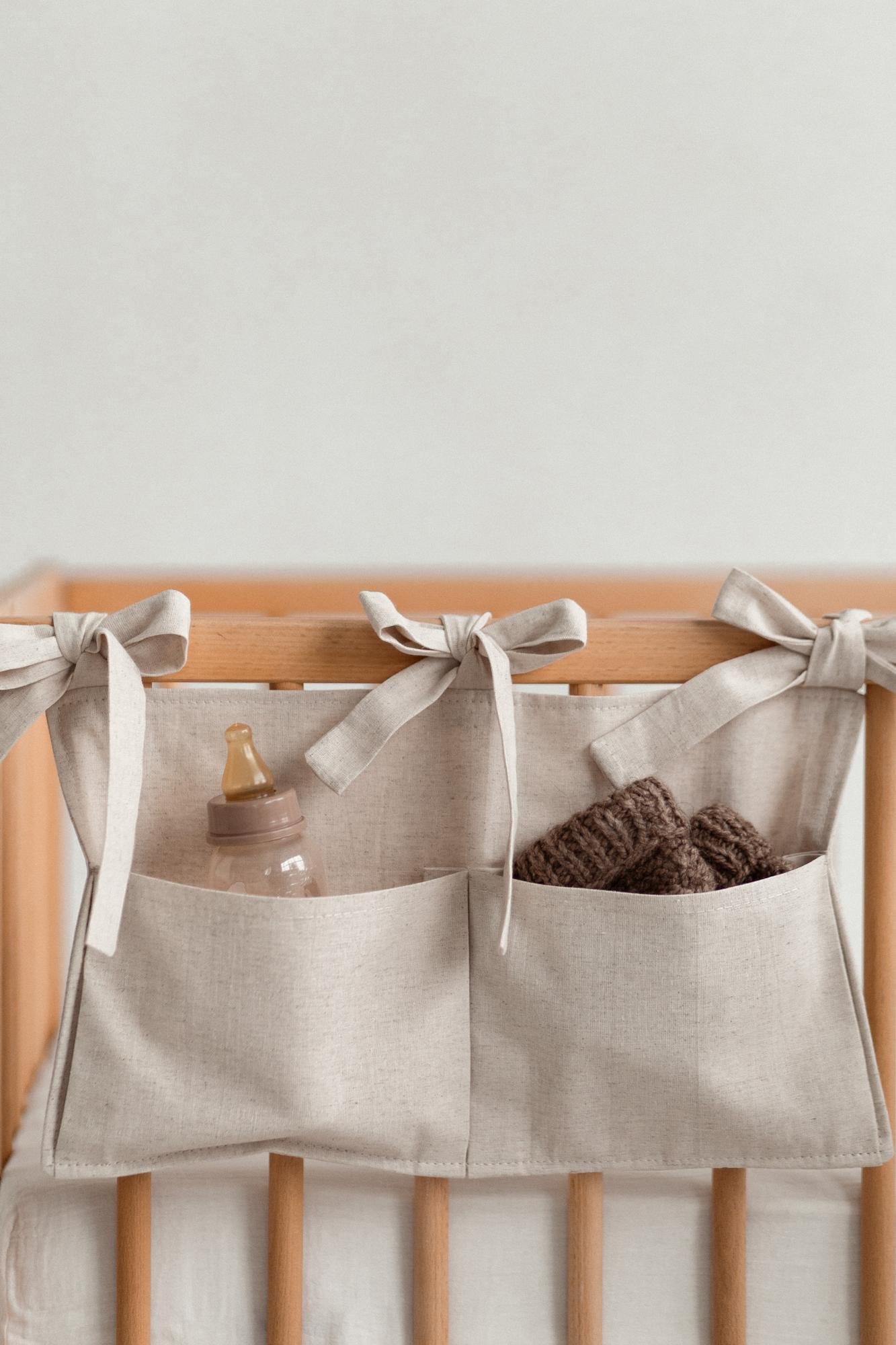 Органайзер из серо-бежевого льна