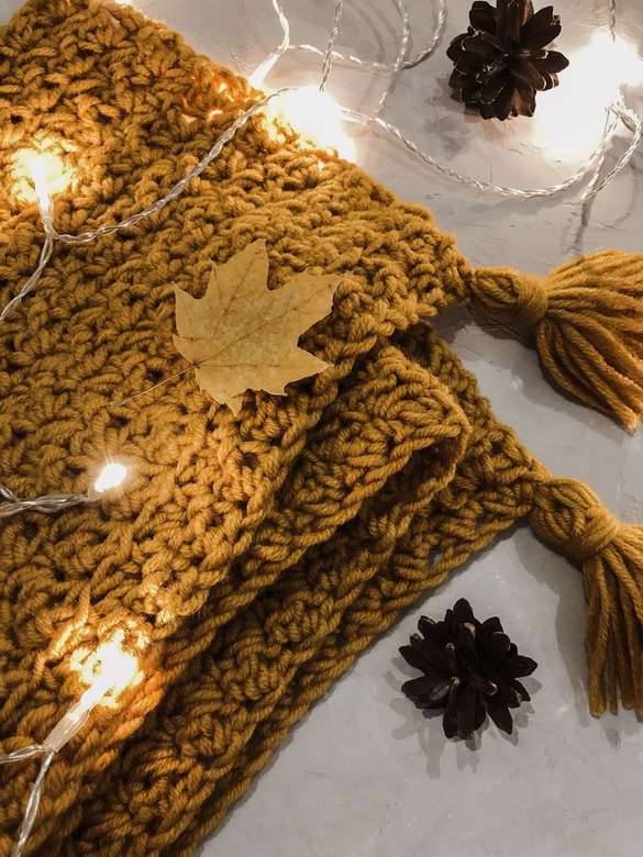 Объёмный плед крючком