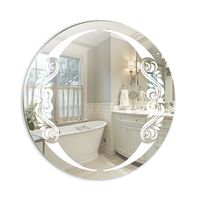 Зеркало "Санторини" D 650 мм пескоструйный рисунок