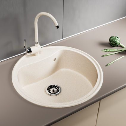 Мойка из искусственного мрамора GM09 - 490ММ (ГЛУБ. ЧАШИ 185)