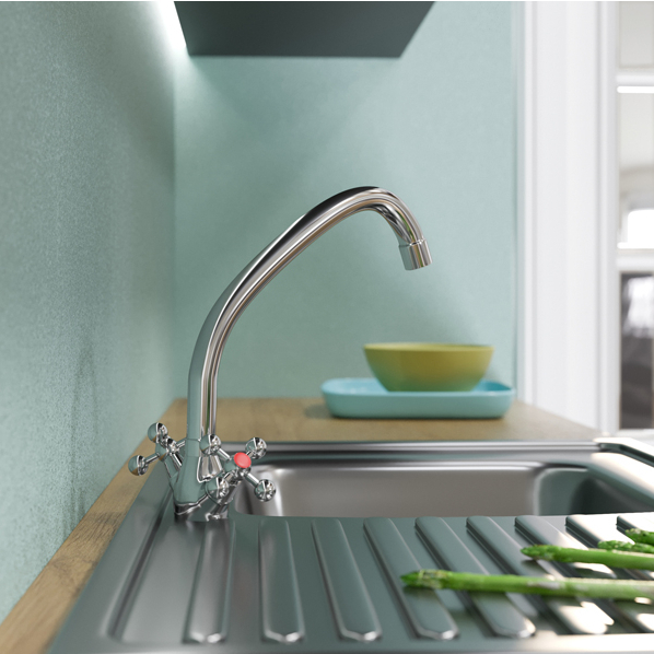 Смеситель ML07-032 для кухни 1/2 кер. высокий излив (без подводки) MIXLINE