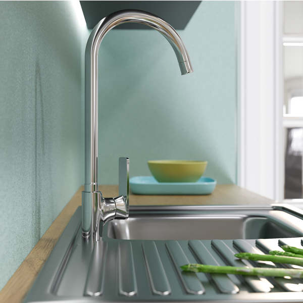 Смеситель ML12-032 для кухни 40k  высокий излив боковая ручка (без подводки) MIXLINE