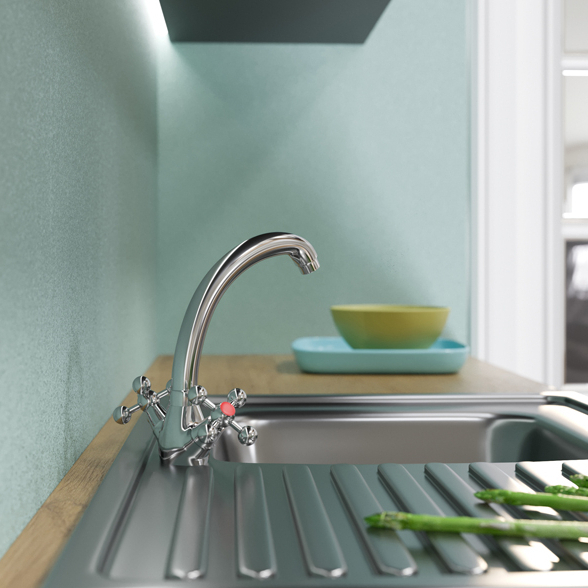 Смеситель ML07-031 для кухни 1/2 кер.низкий излив (без подводки) MIXLINE