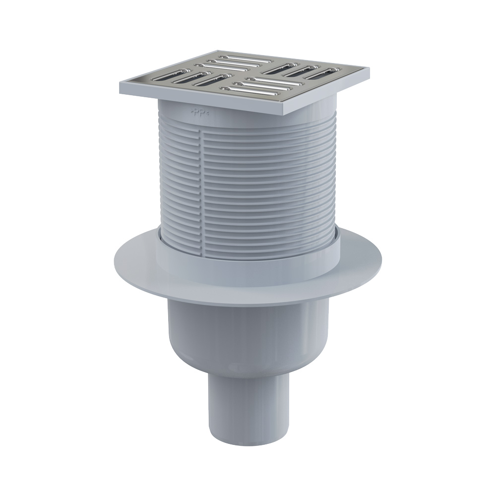 Трап APV32 105*105*50 прямой подв,реш-нерж,гидр-комбинированный Smart AlcaPlast