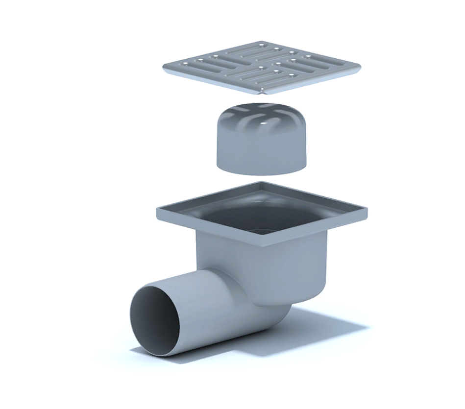 Трап 10х10 нерж. гориз. d50 TA5102 АНИпласт