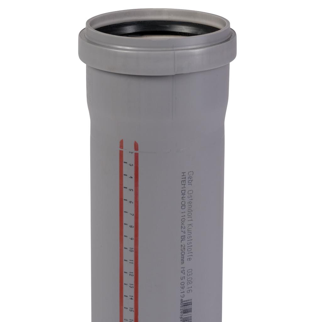 Труба серая 110 / 1м внутренняя канализация HTEM Ostendorf