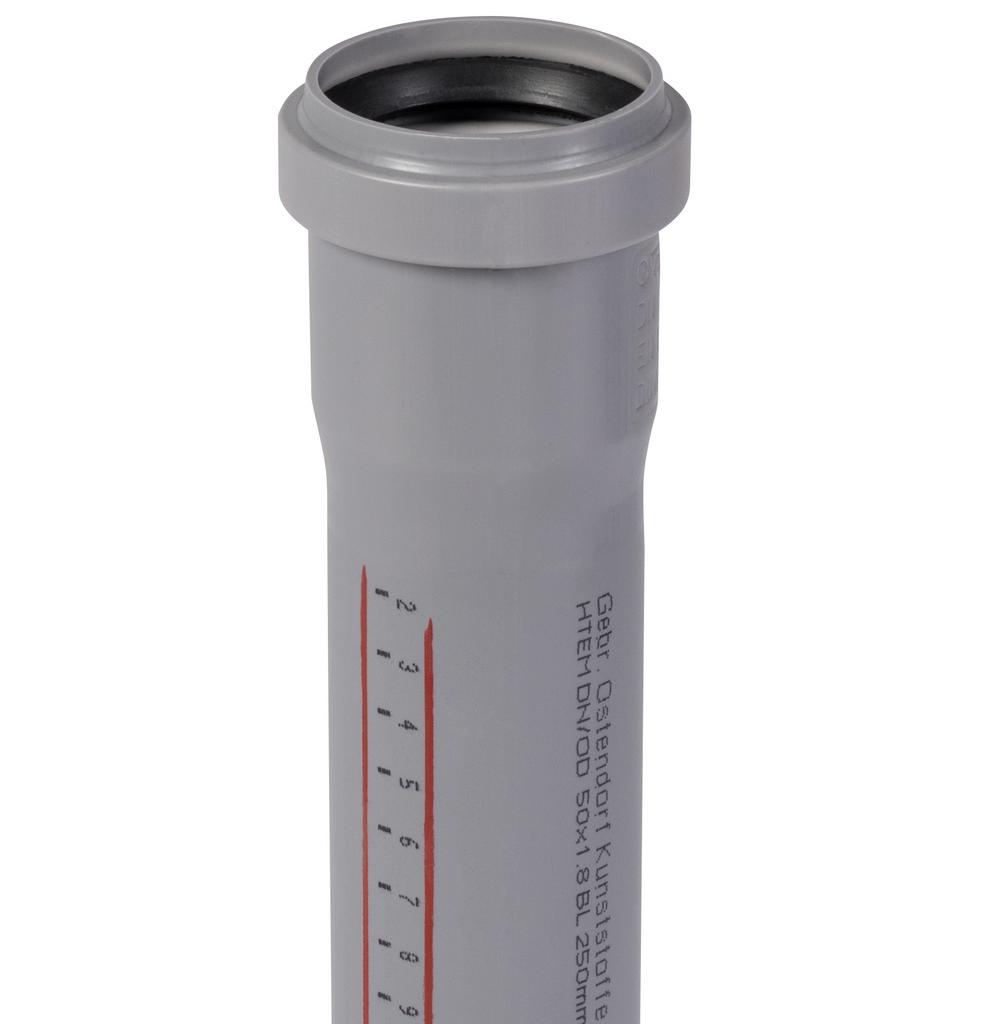 Труба серая 50 / 1м внутренняя канализация HTEM Ostendorf