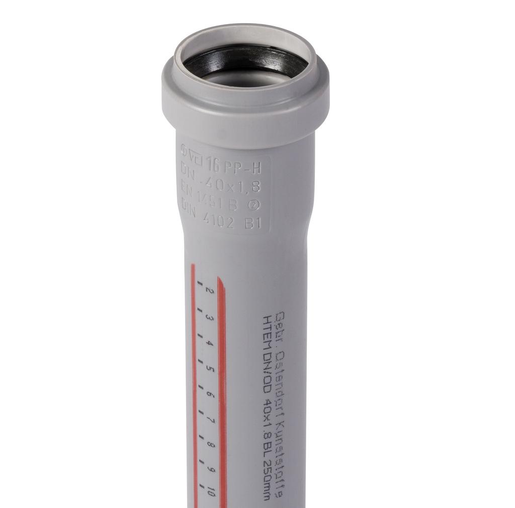 Труба серая 40 / 2м внутренняя канализация HTEM Ostendorf