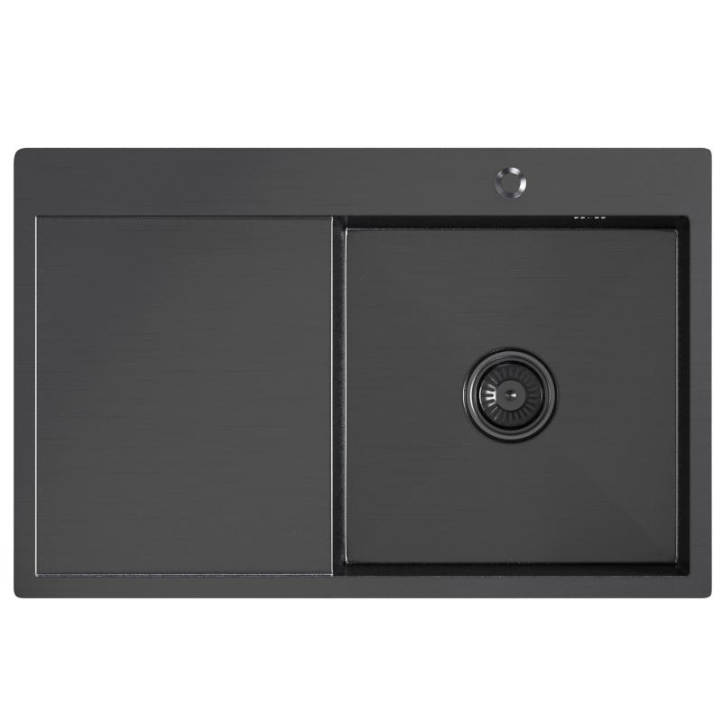 Мойка настол.монтаж 78х50 (3,0)прав.ЧЁРНАЯ вып 3 1/2 MIXLINE PRO
