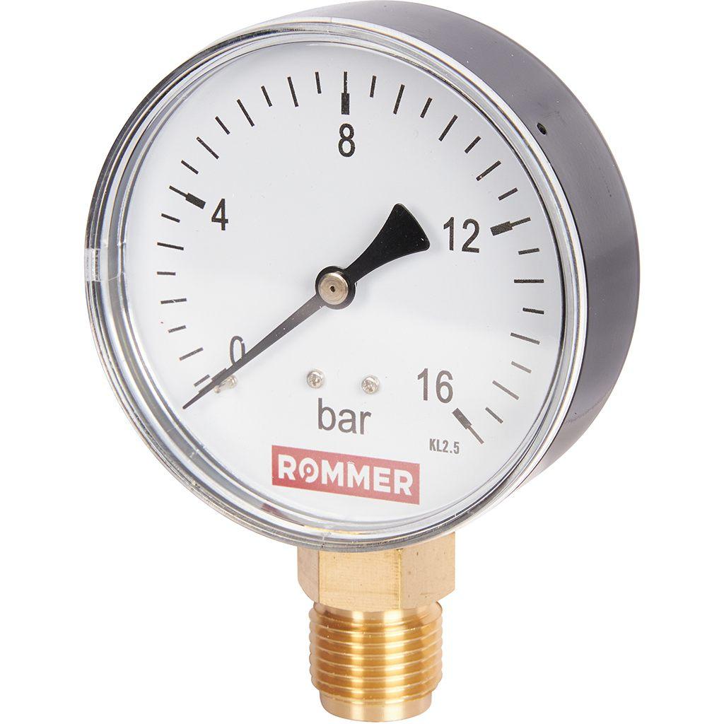 Манометр радиальный 1/2,кл.2,5,Dn80, 0-16 бар RIM-0010-801615  ROMMER
