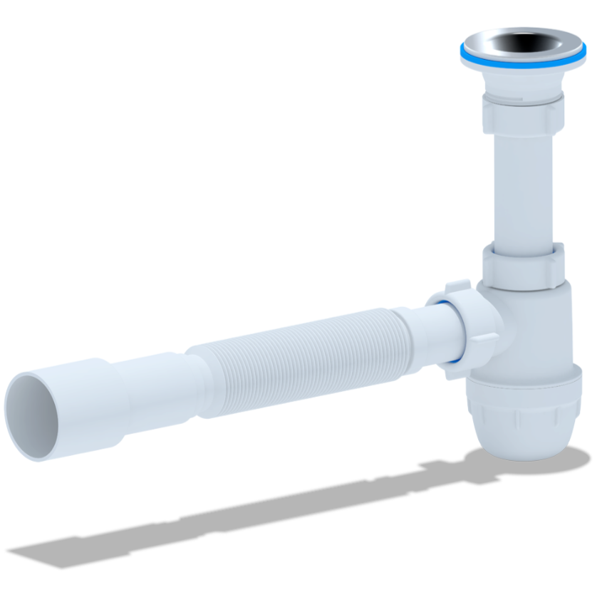 Cифон для раковины АНИ Пласт Юнг BM1016 1 1/4 дюйма 32 мм c гибкой трубой 32х40/50 мм