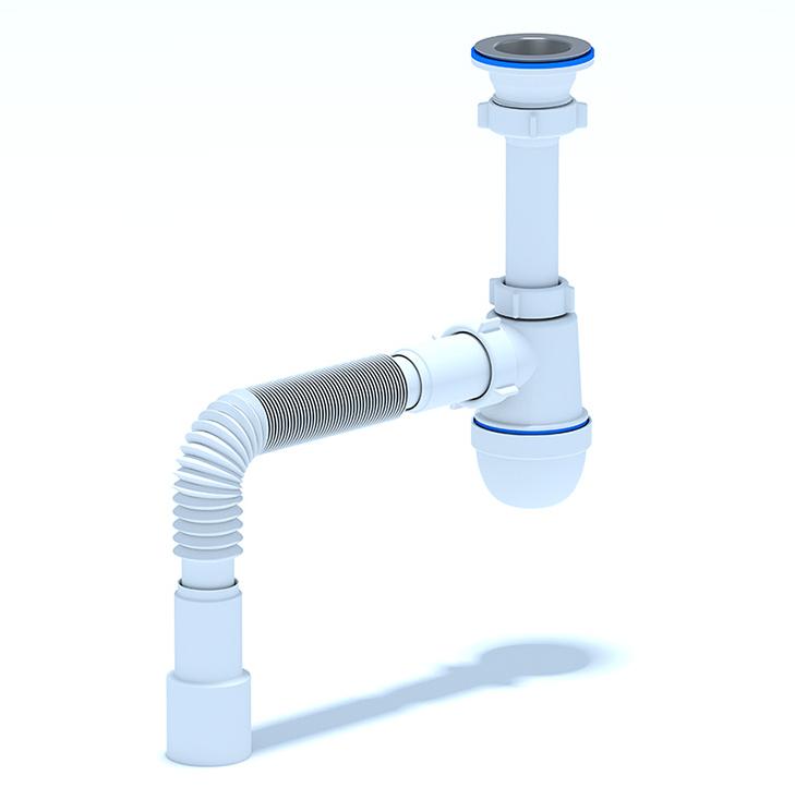 Сифон для мойки АНИ Пласт C0115 1 1/2 дюйма 40 мм с гибкой трубой 40х50 мм