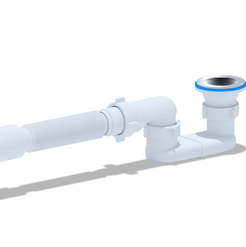 Сифон для душевого поддона АНИПласт E015 1 1/2" 40мм плоский с гибкой трубой 40х50мм