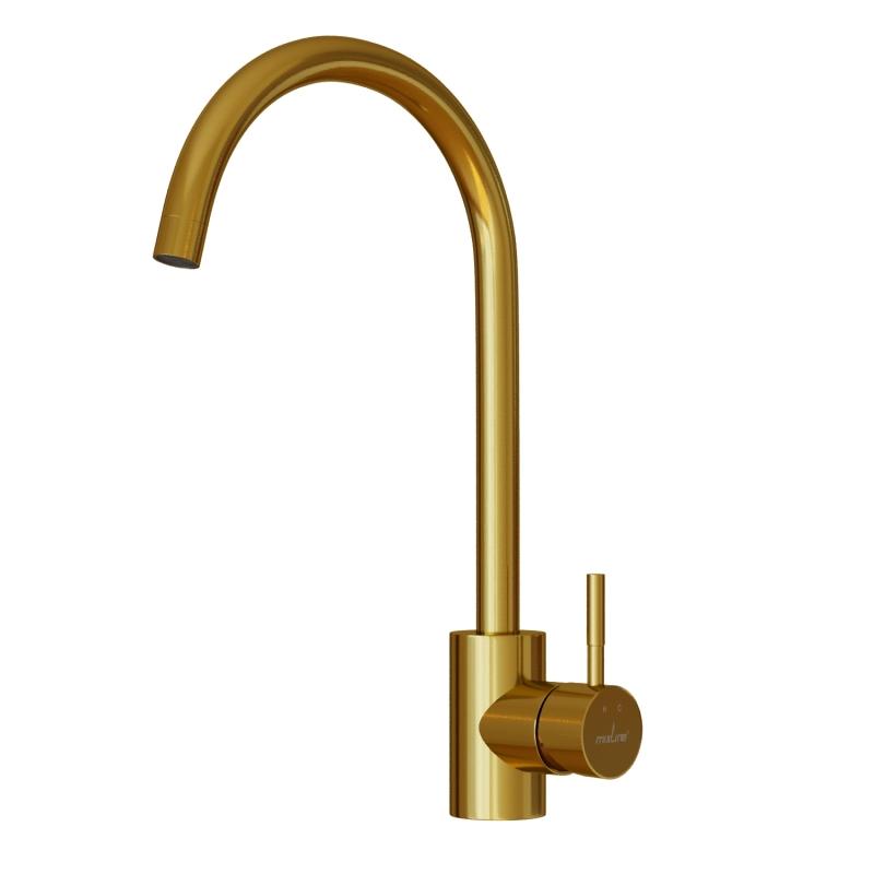 Смеситель для кухни 35k MLSS-0303G трубчатый излив Золото MIXLINE