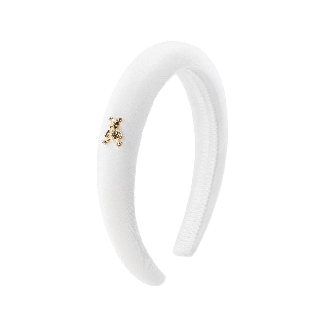 Ободок бархатный "Золотой мишка" цвет: белый