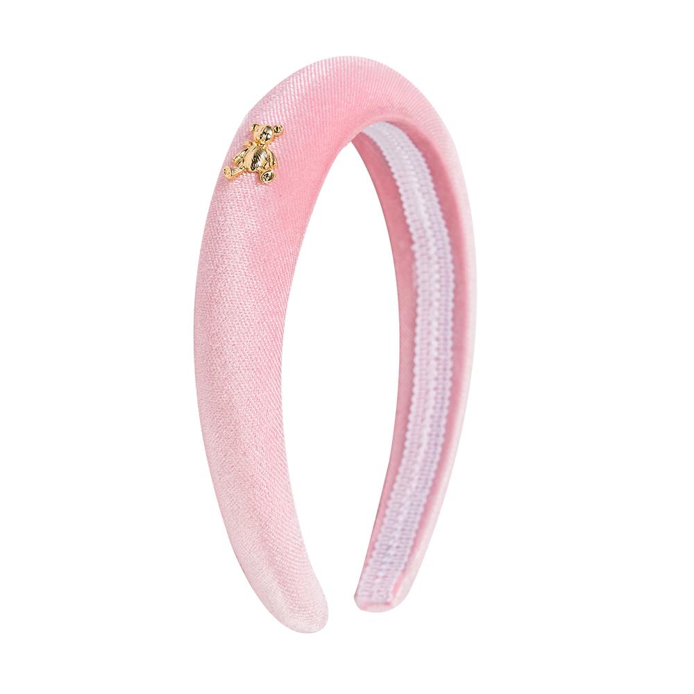 Ободок бархатный "Золотой мишка" цвет: светло-розовый