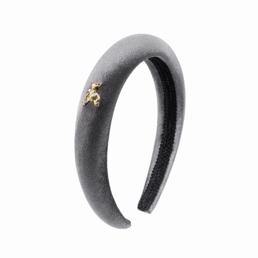Ободок бархатный "Золотой мишка" цвет: серый