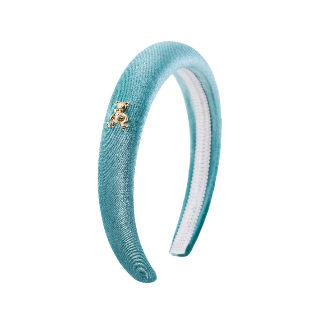 Ободок бархатный "Золотой мишка" цвет: мятный