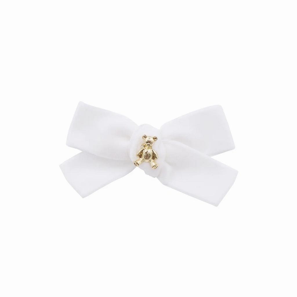 Заколка "Золотой мишка" mini, цвет: белый