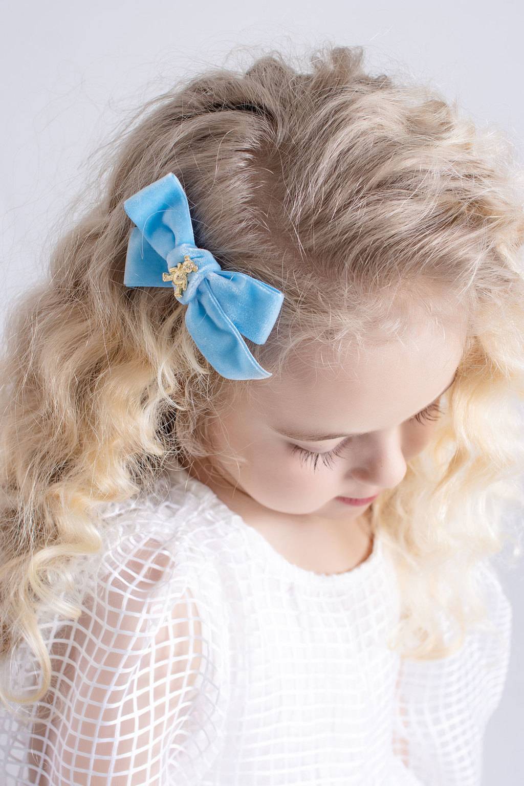 Заколка "Золотой мишка" mini, цвет: голубой