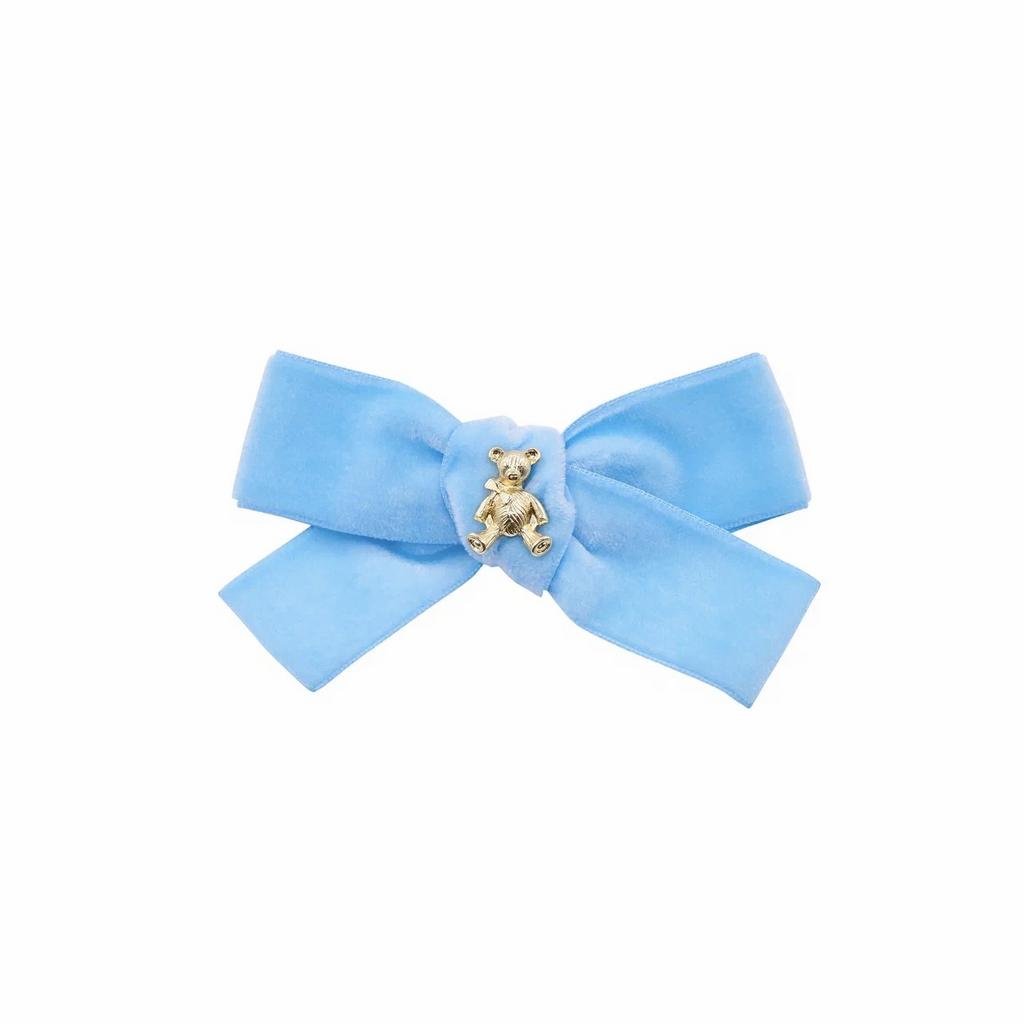 Заколка "Золотой мишка" mini, цвет: голубой