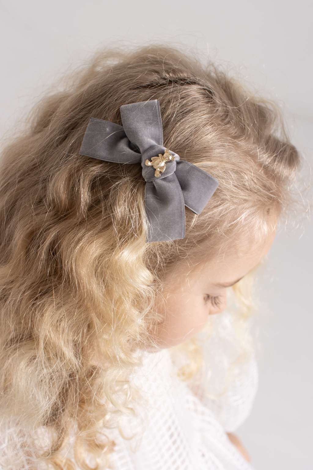 Заколка "Золотой мишка" mini, цвет: серый