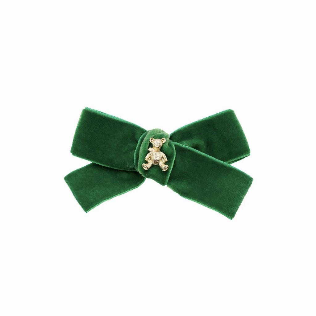 Заколка "Золотой мишка" mini, цвет: зеленый