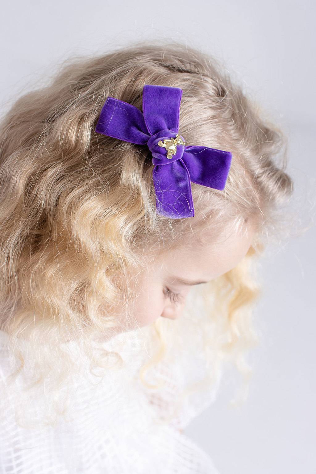 Заколка "Золотой мишка" mini, цвет: фиолетовый