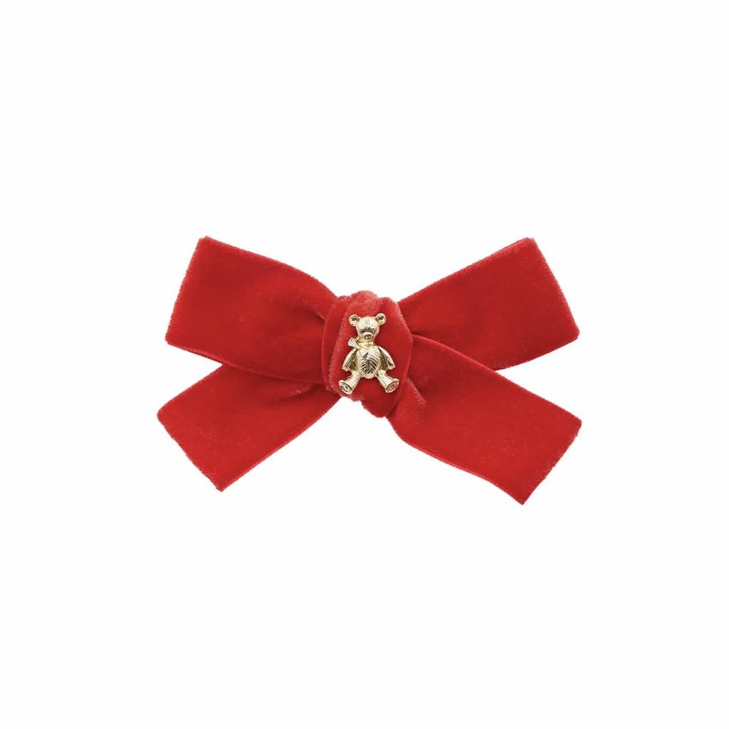Заколка "Золотой мишка" mini, цвет: красный