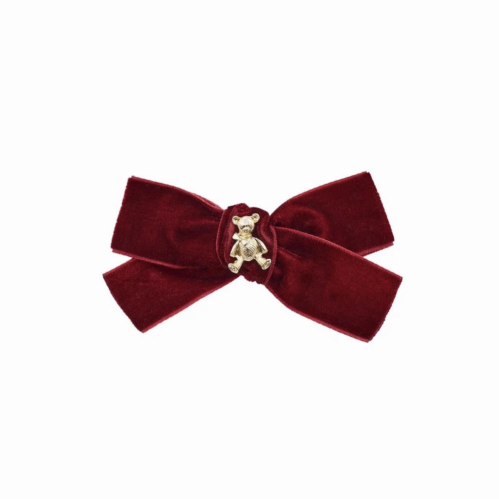 Заколка "Золотой мишка" mini, цвет: бордовый