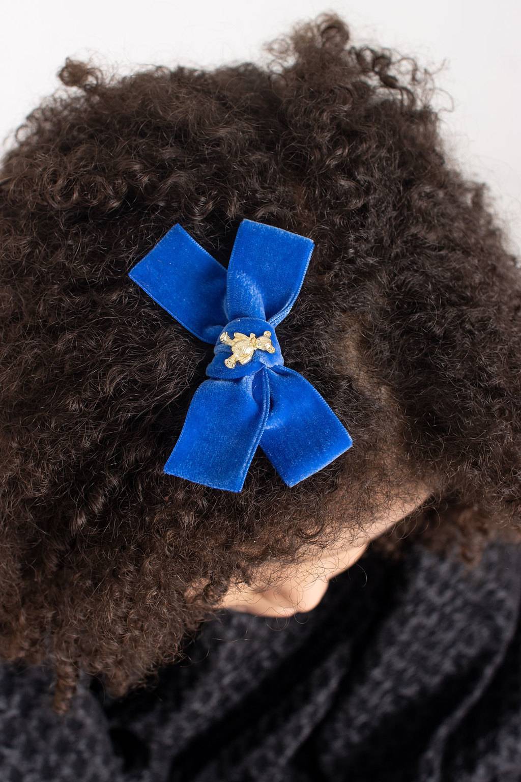 Заколка "Золотой мишка" mini, цвет: синий