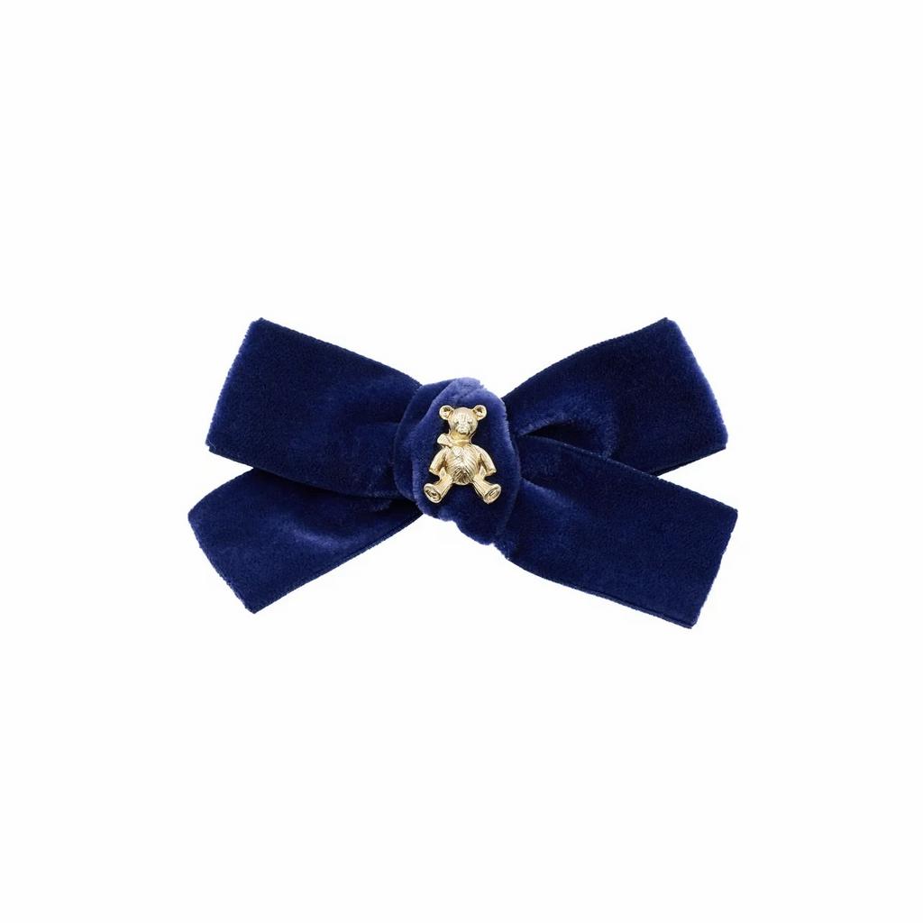 Заколка "Золотой мишка" mini, цвет: темно-синий