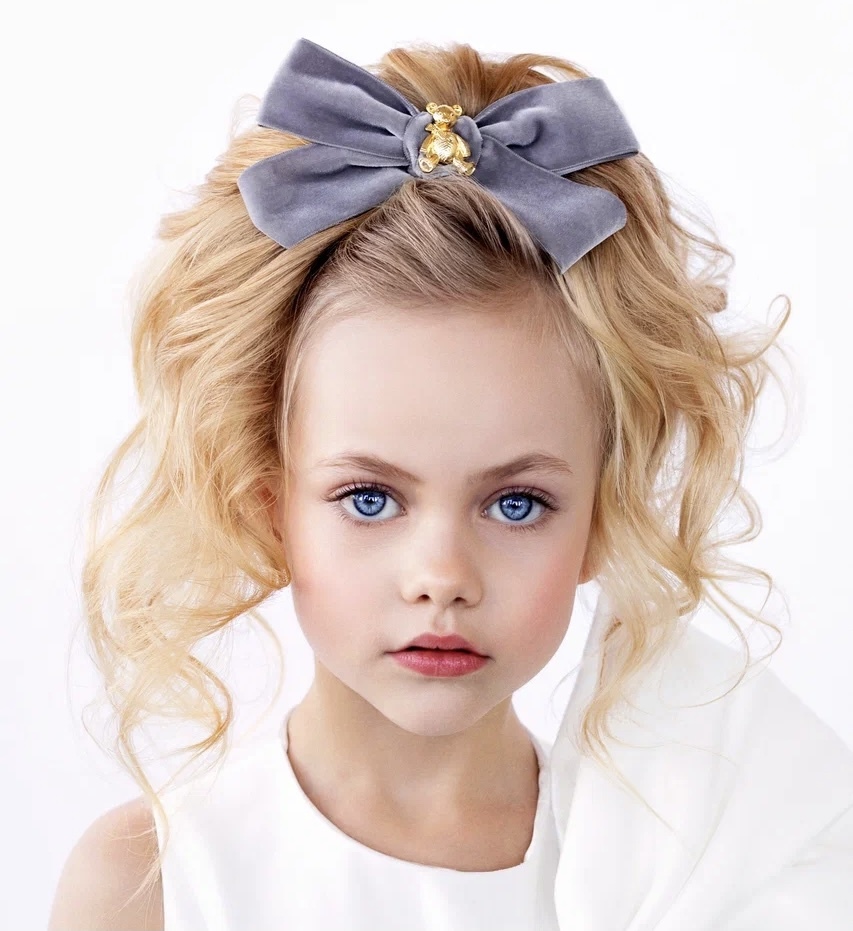 Заколка бархатная "Золотой мишка" цвет : серый