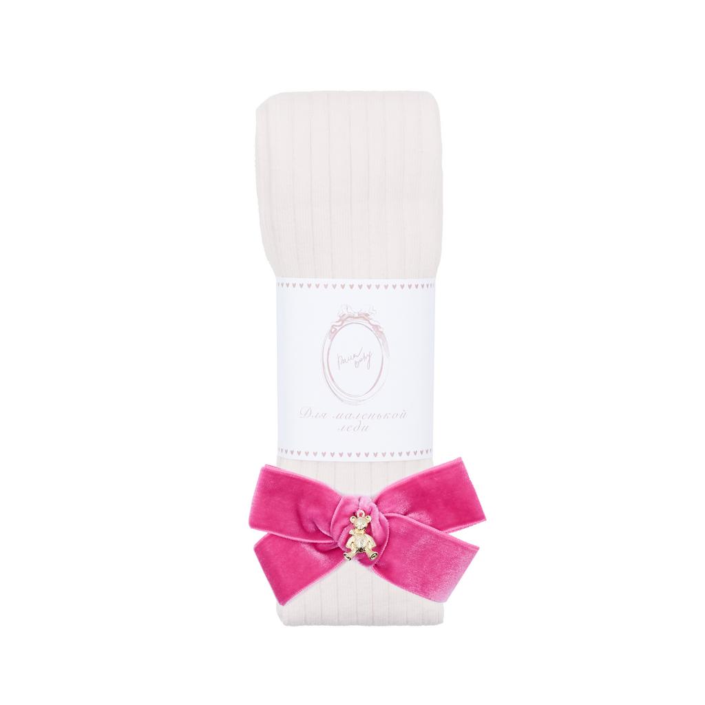 Колготки "Золотой мишка" цвет: молочные/малиновый