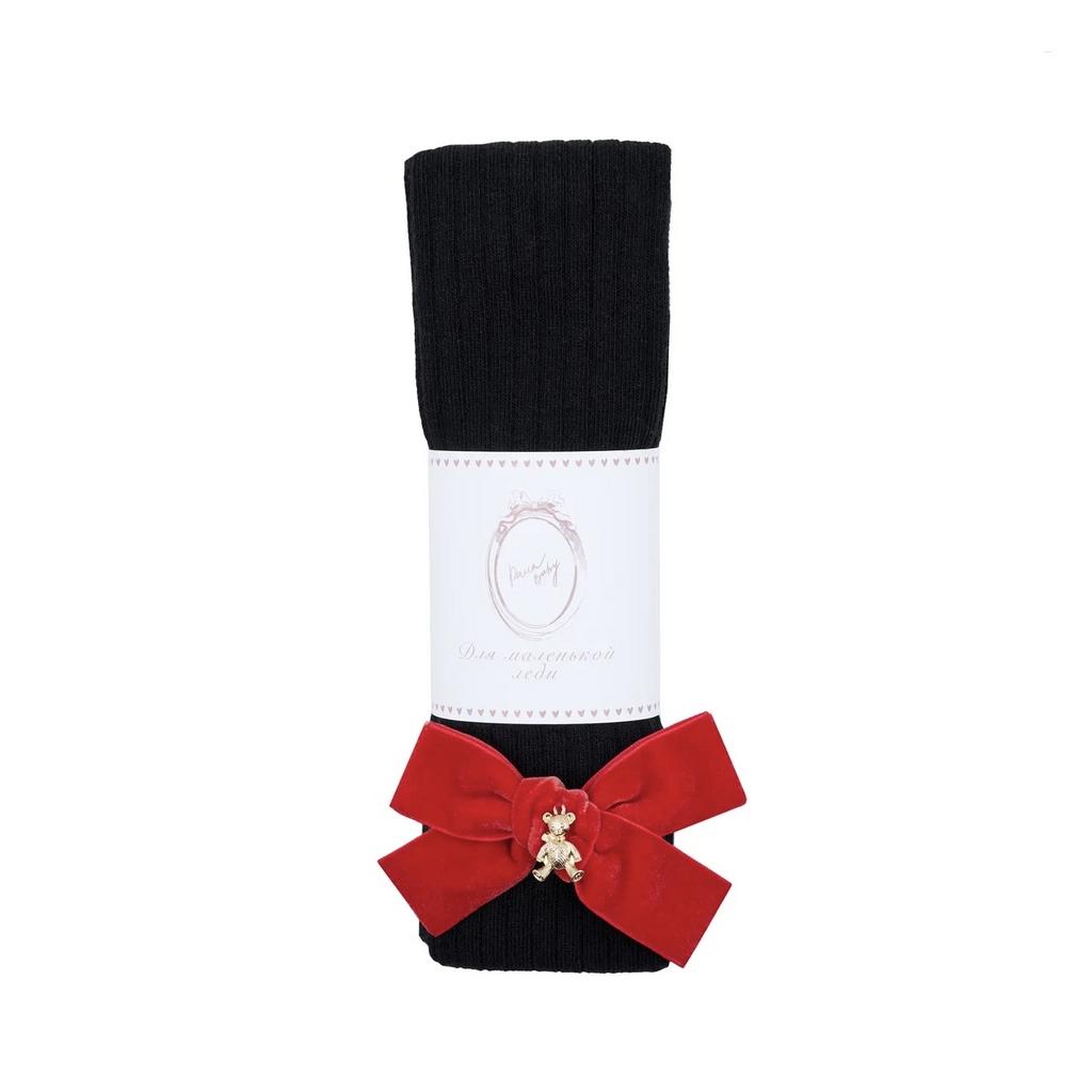 Колготки "Золотой мишка" цвет: чёрные/красный