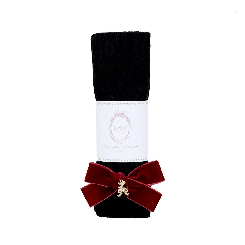 Колготки "Золотой мишка" цвет: чёрные/бордовый