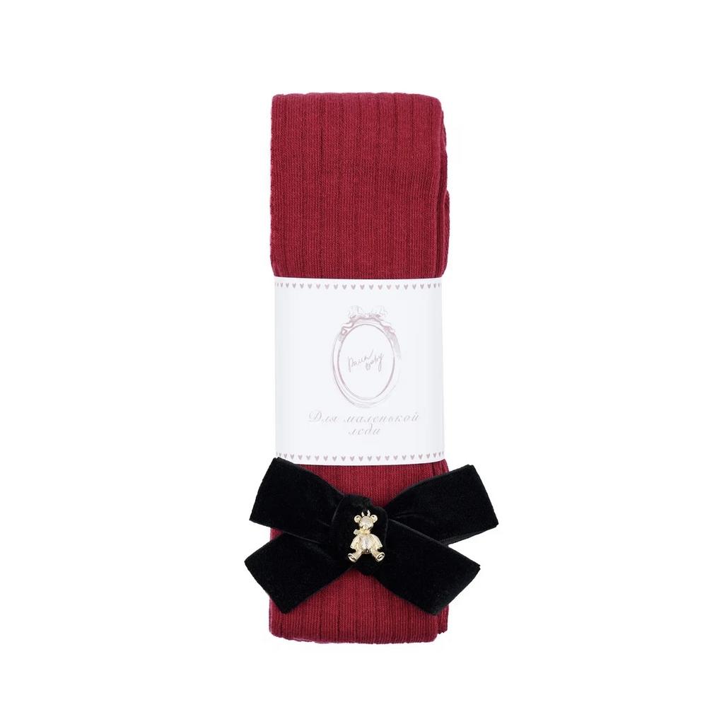 Колготки "Золотой мишка" цвет: бордовые/черный