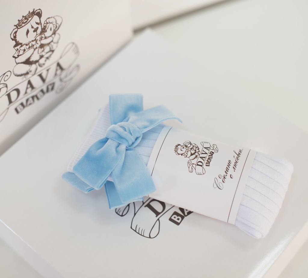 Гольфы RIB "Бантик mini"  цвет: белый/голубой