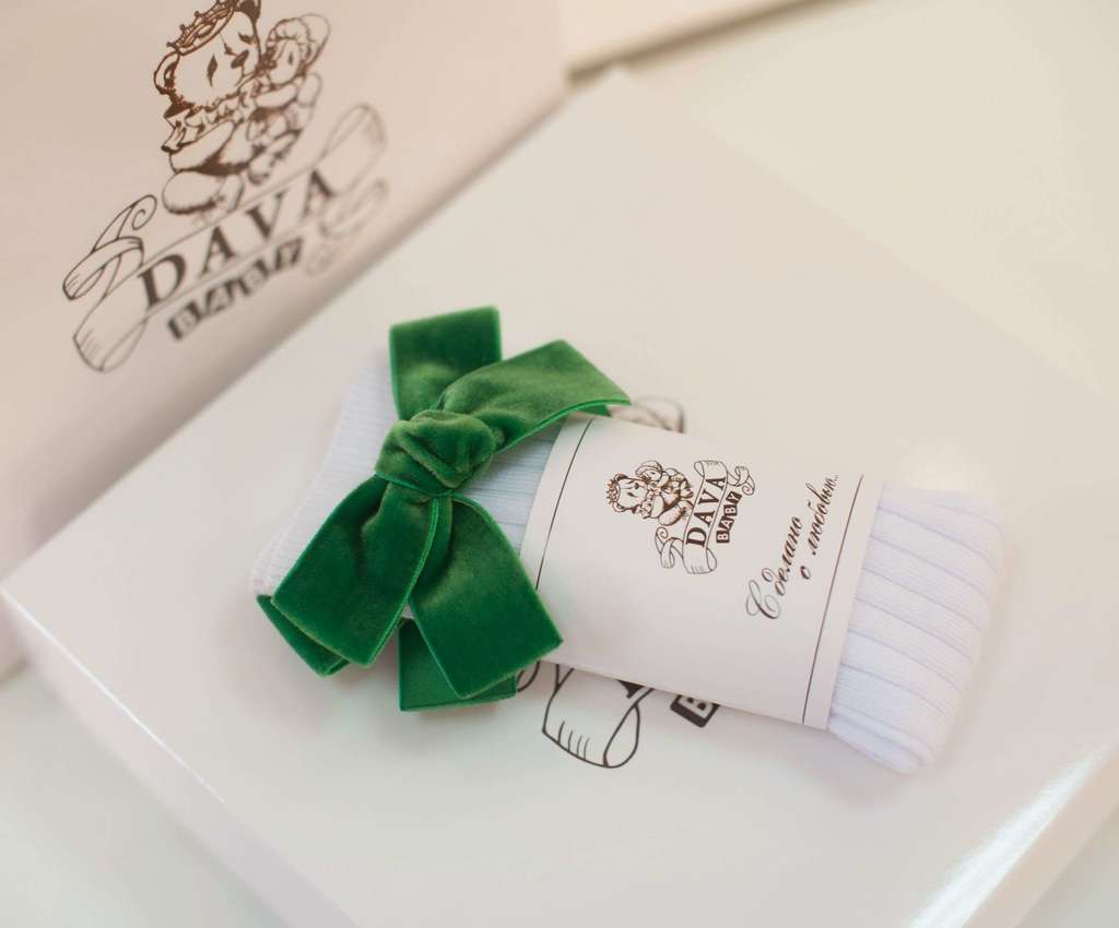 Гольфы RIB "Бантик mini"  цвет: белый/зеленый