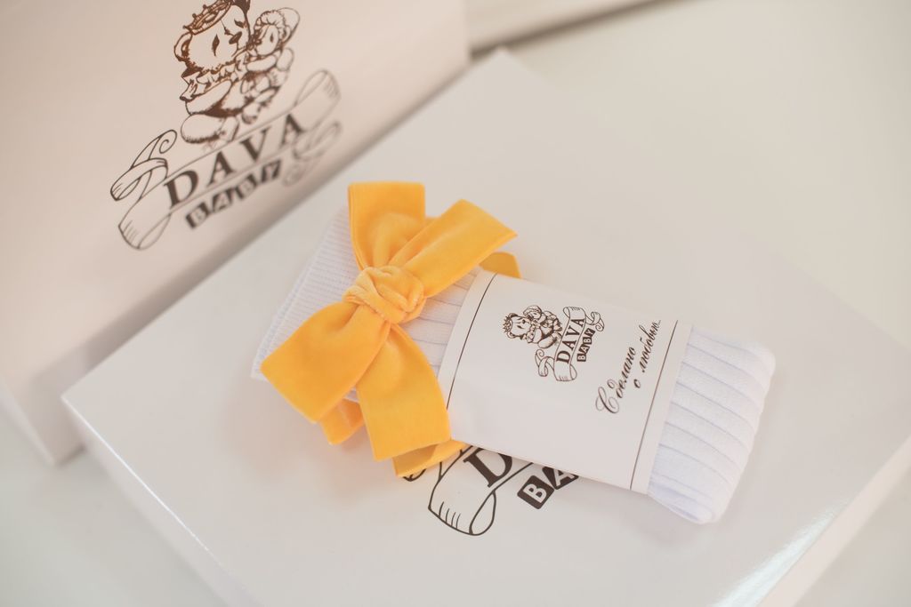 Гольфы RIB "Бантик mini"  цвет: белый/желтый