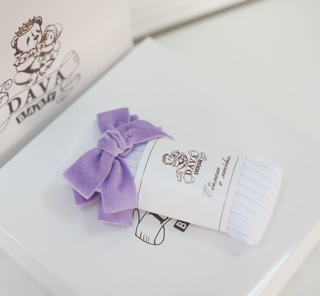 Гольфы RIB "Бантик mini"  цвет: белый/сиреневый