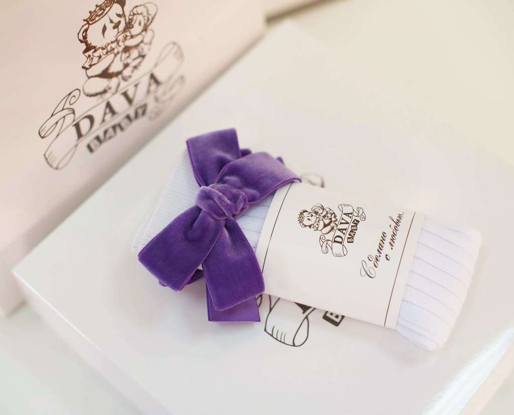 Гольфы RIB "Бантик mini"  цвет: белый/фиолетовый