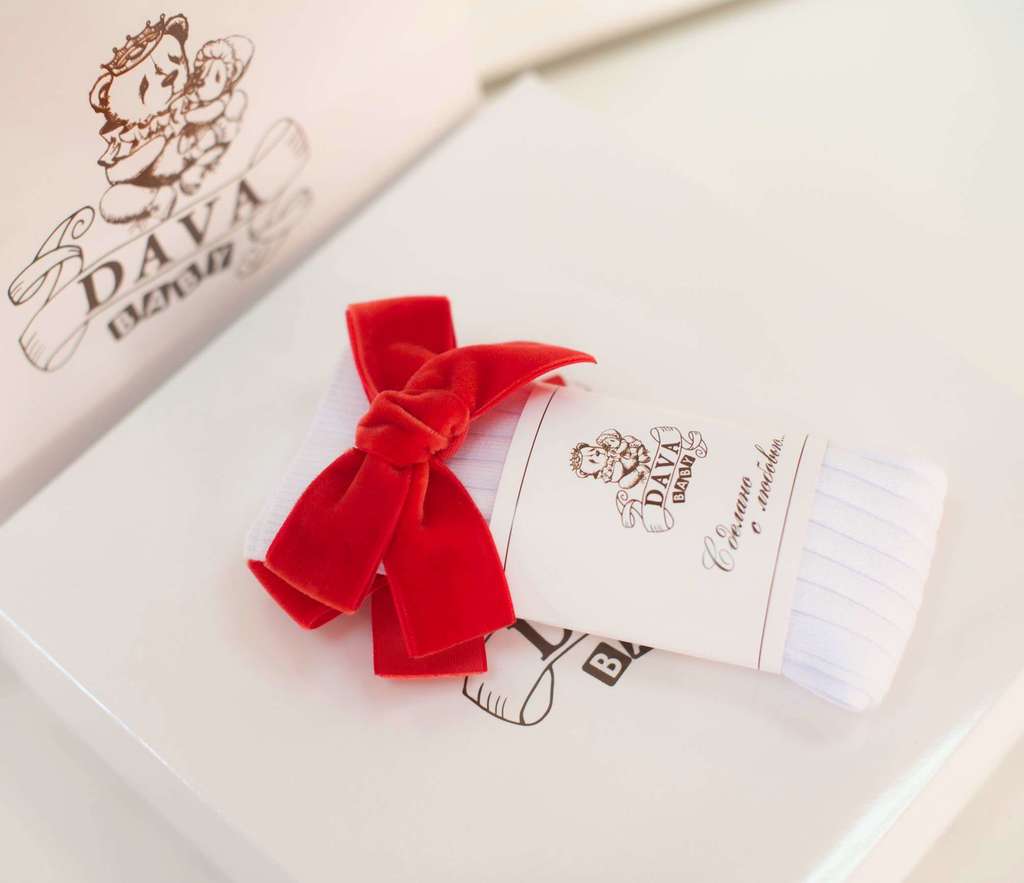 Гольфы RIB "Бантик mini"  цвет: белый/красный