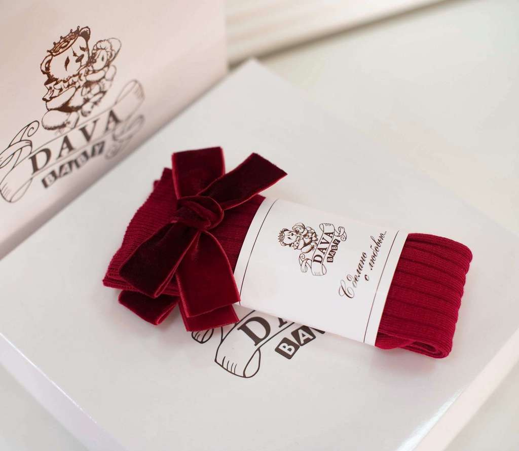 Гольфы RIB "Бантик mini"  цвет: бордовый/бордовый