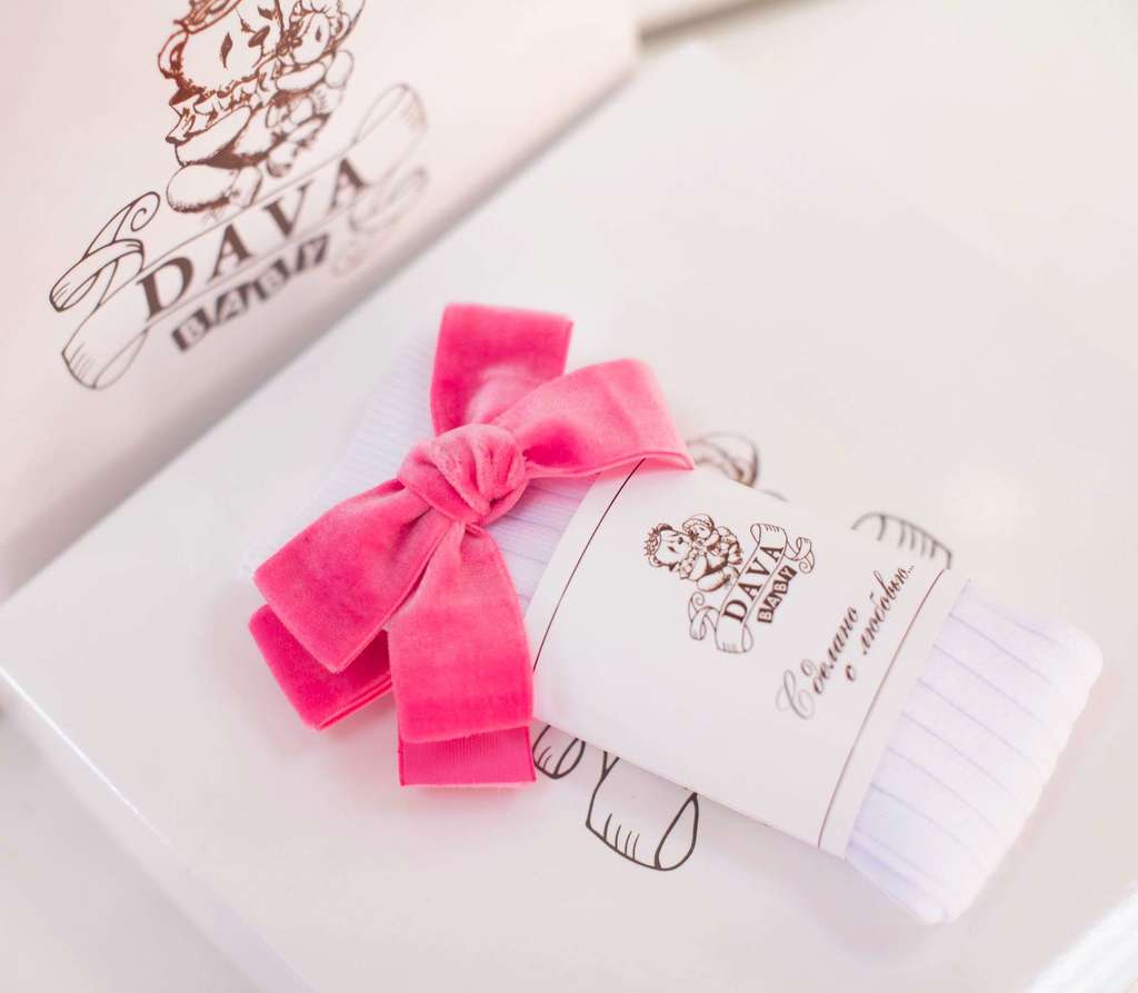 Гольфы RIB "Бантик mini"  цвет: белый/малиновый