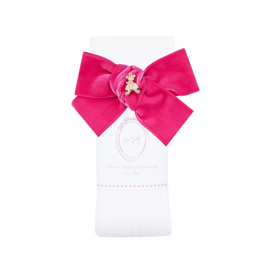 Гольфы RIB "Золотой мишка" цвет: белый/малиновый