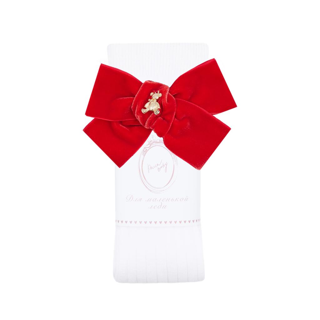 Гольфы RIB "Золотой мишка" цвет: белый/ красный