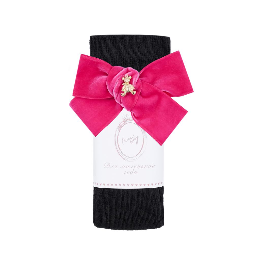 Гольфы RIB "Золотой мишка" цвет:  чёрные/малиновый