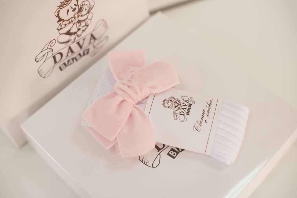 Гольфы RIB "Бантик BOW"  цвет: белый/нежно-розовый