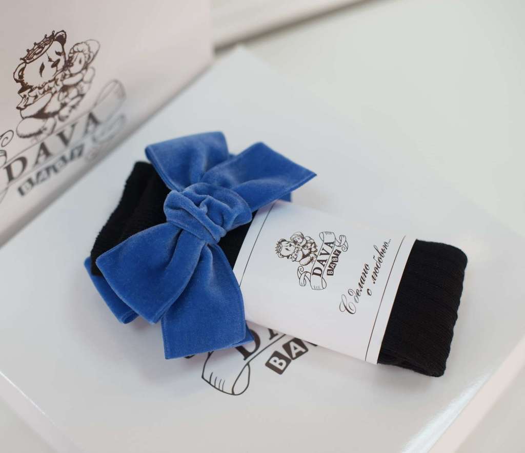 Гольфы RIB "Бантик BOW"  цвет: черные/синий